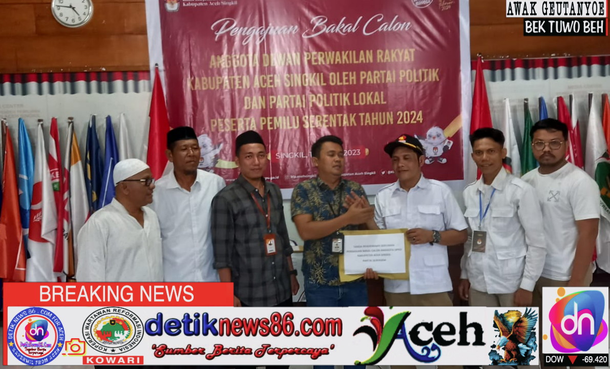 Pendaftaran Bacaleg DPC Gerindra ke-KPUD Aceh Singkil Bersemangat